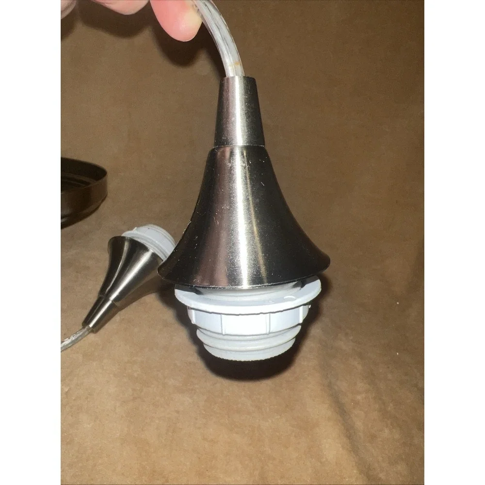 NIB Three Pendant Center Light  White Swirl Silver Modern Kitchen Dining Island
